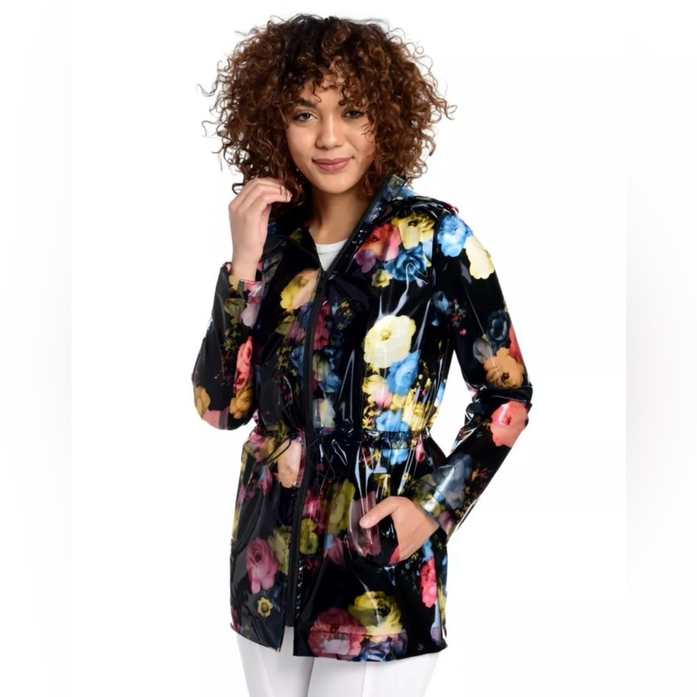 NWT Coffee Shop New York Brand Rain jacket with Flower power! Size XS